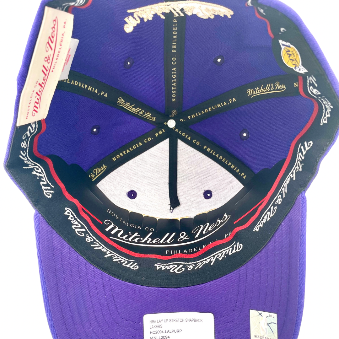 LA Lakers Hat - NBA Purple Lay up Stretch Classic Redline Snapback Cap - Mitchell & Ness